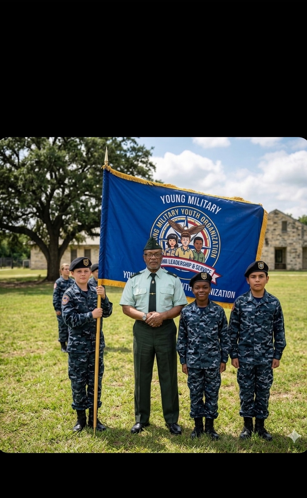 Mike Dudley Sr. with Cadets (illustration)