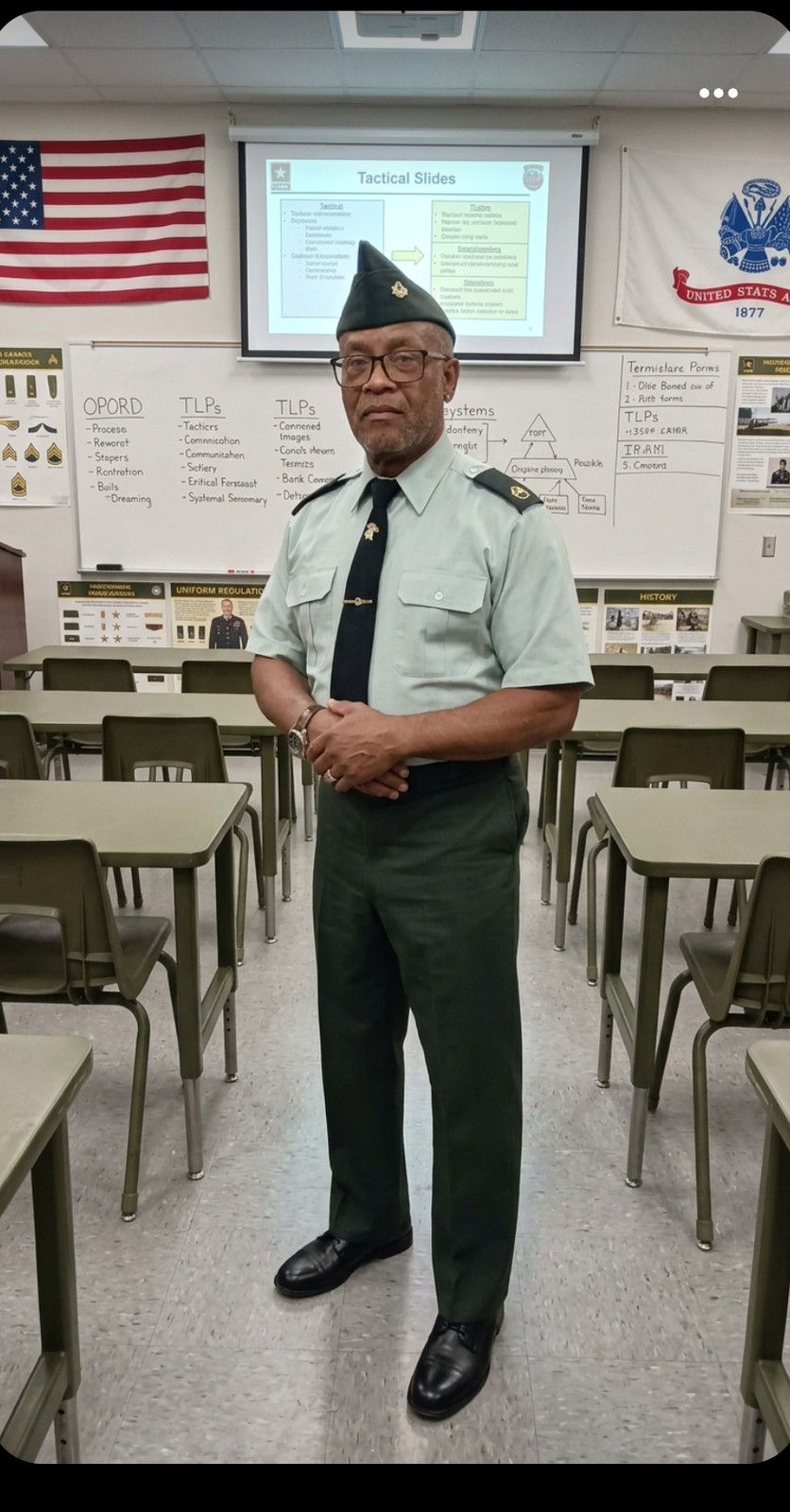 Mike Dudley Sr. in Uniform — U.S. Army Classroom
